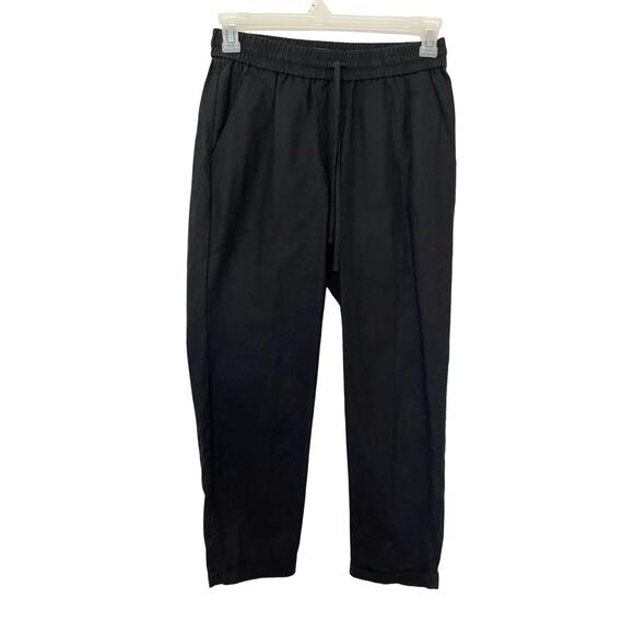 J Crew Womens Linen Blend Drawstring Ankle Pants Size 4 Black Coastal Vacation - Picture 1 of 6
